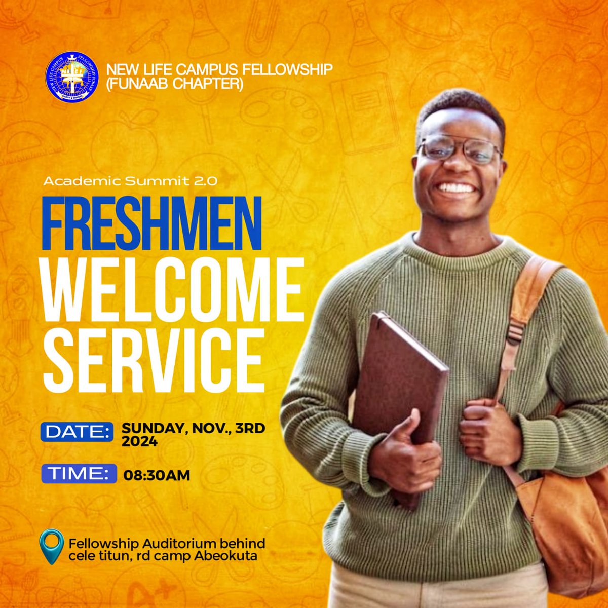 Nlcffunaab's tweet photo. GLORRRYYYY ๐ฅณ๐ฅ๐ฅ
IT'S FINALLY HERE!
Join us TOMORROW for our epic Freshmen Welcoming Service!
Let's give our newbies a warm welcome!
#WelcomeToCampus #NLCFFUNAAB #FreshmenTakeover #CampusLife https://t.co/qPzbJPpbmN