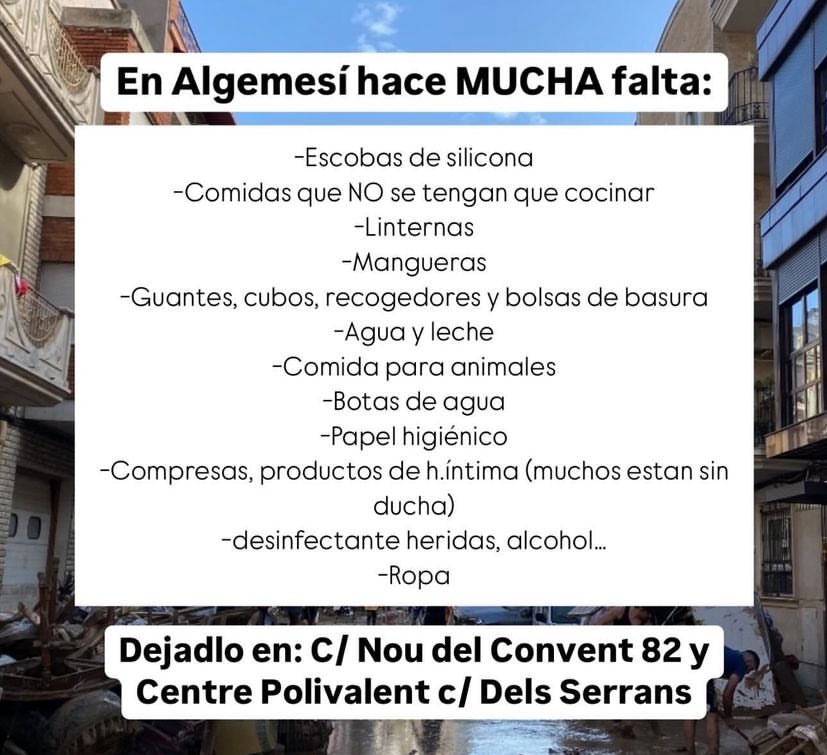 rondadecris's tweet photo. algemesí no sale en los telediarios y necesitan muchísima ayuda, difundid porfavor 🙏🏻 recordad llevar mascarillas! https://t.co/fxGwPHrqEZ