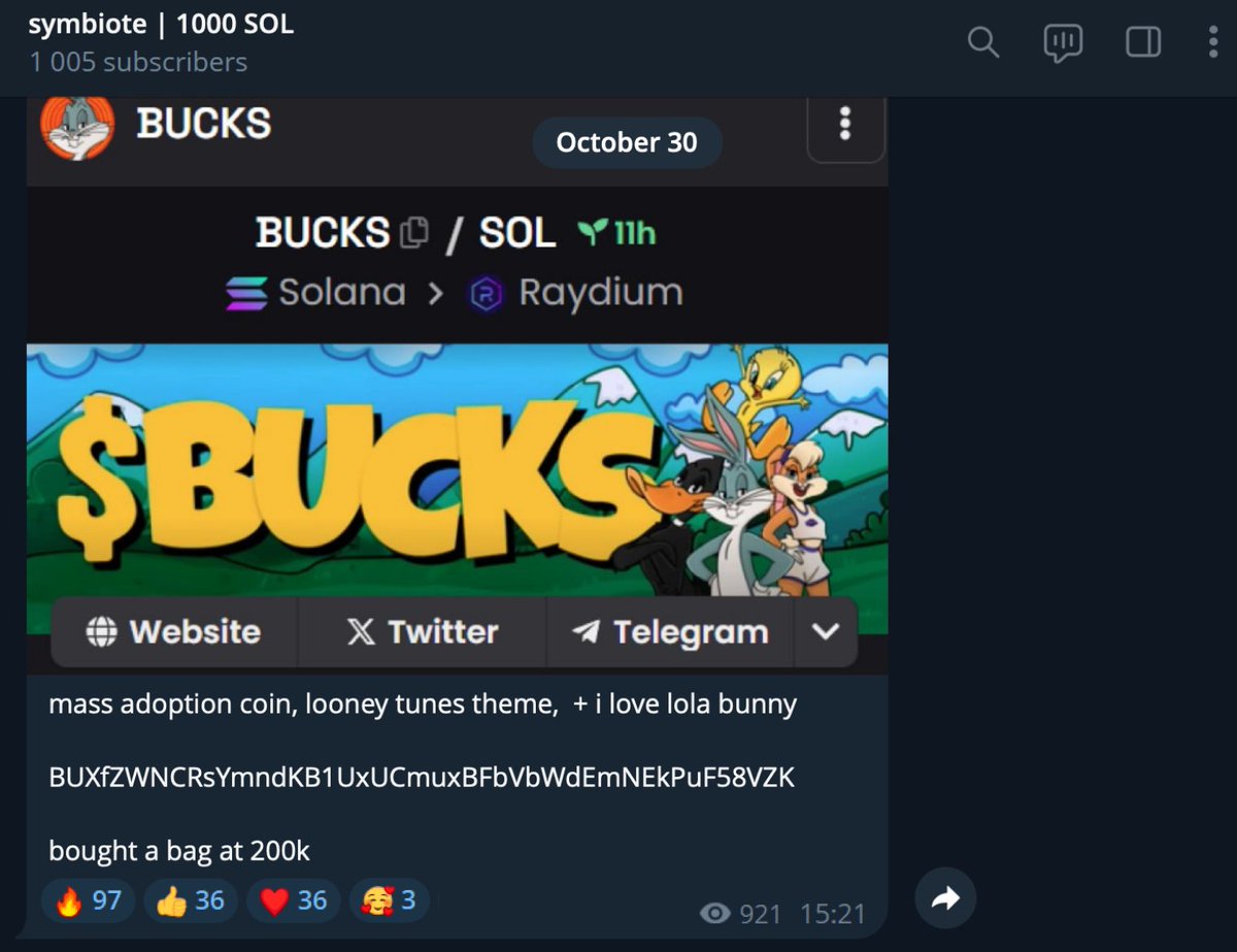 Day 17 and my 1 to 1000 $SOL challenge is officially completed!

My last $BUCKS call that I also did public already gave 30x

Looking at the community's growing, idea, I've just bought even more

Real potential to hit $20M mc, couldn't be more bullish about that

As for my