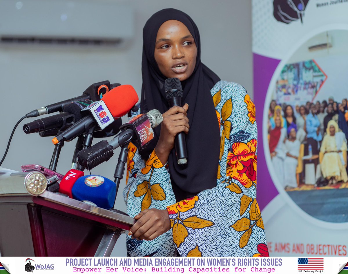 WojagOfficial's tweet photo. The 𝑬𝒎𝒑𝒐𝒘𝒆𝒓 𝑯𝒆𝒓 𝑽𝒐𝒊𝒄𝒆 project launch and Penal discussion was Moderated by these two young women in the Media.
@CharismaSabally , Secretary General of @WojagOfficial and Lena E. Igweanyiba of @QtvGambia . 

#EmpowerHerVoice | #WoJAG  #womenjournalists https://t.co/Qk9ICtcGb0