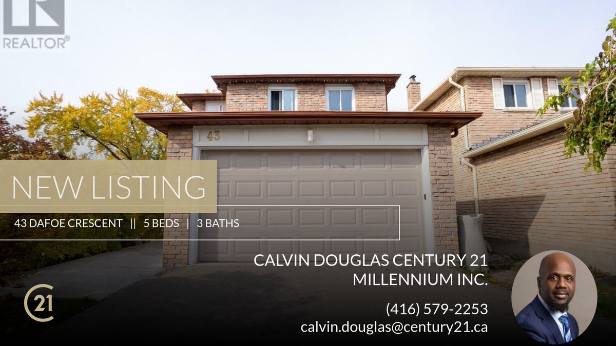 CD_Realtor's tweet image. 📍 New Listing 📍 Take a look at this fantastic new property that just hit the market located at 43 Dafoe Crescent in Brampton (fletcher's West). Reach out here or at (416) 579-2253 for more information

Calvin Douglas 
Century 21 ... homeforsale.at/43_DAFOE_CRESC…