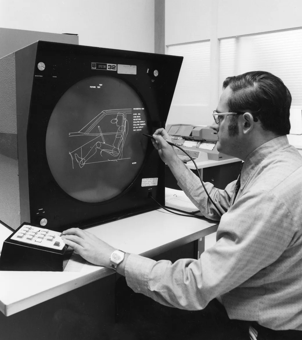 HumanoidHistory's tweet image. Car designer at Ford in Dearborn, Michigan, 1974.