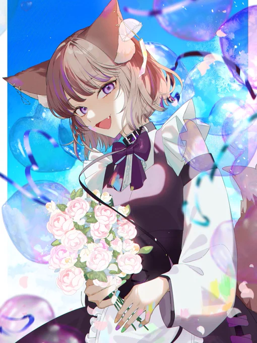 【WORK】VTuberのフラフィー・フーリィ様のお誕生日記念イラストを描かせていただきました!もふもふの耳がすごく可愛いです!ご依頼ありがとうございました 