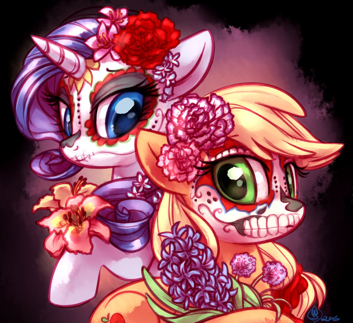While I do love Halloween, I think I love the overall spirit of Dia de los Muertos a little more. Feliz Dia de los Muertos for those who celebrate!
Artwork is by <a href="/diamond_dusted/">DiamondDusted on BluAppPlace</a>!
derpibooru.org/images/1015056