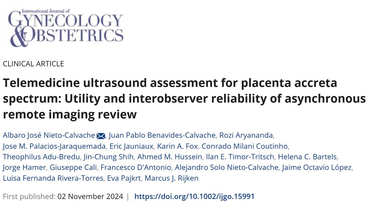 Albaro Nieto Calvache (@nieto_albaro) on Twitter photo It has been a great honor to collaborate with such an impressive group of sonologist and PAS experts around the world to explore the utility of an ultrasound evaluation protocol for #accreta #PAS. Thank you <a href="/IJGOLive/">IJGO</a>. Tremendous teachings from <a href="/Juanpab33968218/">Juan pablo Benavides</a> <a href="/RoziAryananda/">roziadityaaryananda</a> It has been a great honor to collaborate with such an impressive group of sonologist and PAS experts around the world to explore the utility of an ultrasound evaluation protocol for #accreta #PAS. Thank you <a href="/IJGOLive/">IJGO</a>. Tremendous teachings from <a href="/Juanpab33968218/">Juan pablo Benavides</a> <a href="/RoziAryananda/">roziadityaaryananda</a>