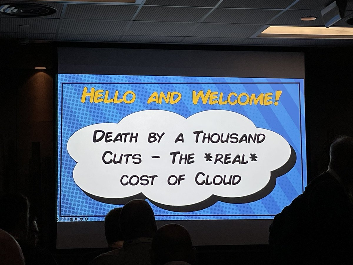Death by a thousand cuts - The cost of Cloud. Sean Corrigan on stage at #E2EVC #Barcelona