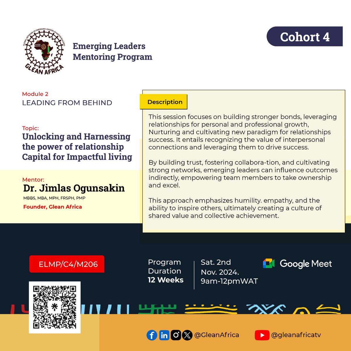 Today @ELMP. #Unlock. #Harness. #RelationshipCapital for Impactful Living. <a href="/GleanAfrica/">GLEAN AFRICA</a> AFRICA. <a href="/Jimlas_Opeyemi/">Dr. Jimlas Opeyemi Ogunsakin</a>