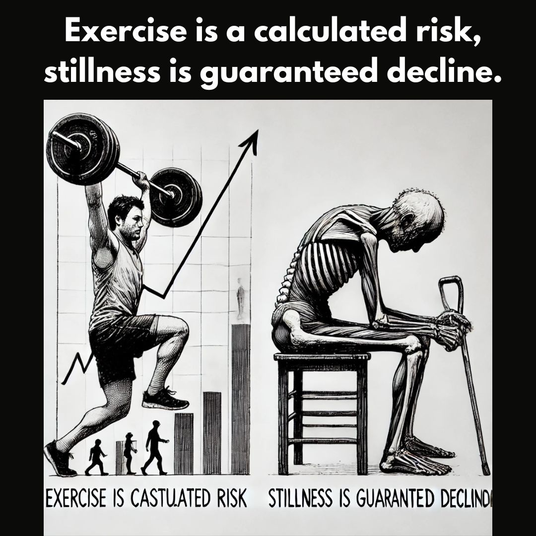 Exercise is a calculated risk; stillness is guaranteed decline.