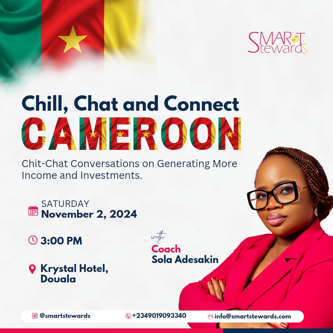 SmartStewards's tweet photo. Guess what? Coach Sola Adesakin is in Cameroon
Let’s come together for “Chill, Chat and Connect” in Douala today by 3pm. (see flyer)
Don’t miss this chance to chill and chat with fellow Smart Stewards. See you there🎉
#smartstewards #cameroonsmartstewards #financialempowerment https://t.co/LiGkJKm1FA