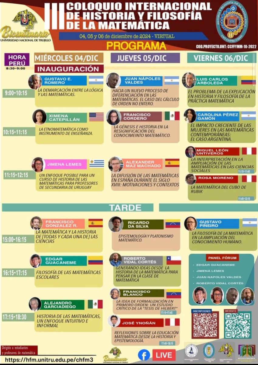♡♡♡
 La SVF  invita al III coloquio Internacional de Historia y Filosofía de las Matemáticas
Ricardo Da Silva y Solani Rivas  con el tema "Epistemología y platonismo matemático, junto a Francisco Blanco con la ponencia sobre la "Tesis de Hilbert".
Felicidades!