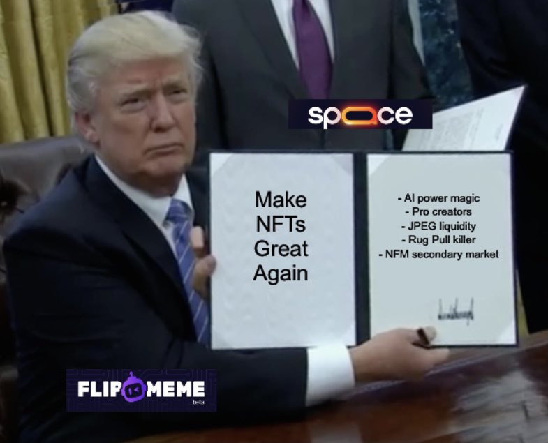 Trump Bill Signing <a href="/spaace_io/">Spaace 🟠</a> Flip Meme

November election is upon us🔥

In case you are still in the Biden era, Flip Meme has revealed👀

What’s cooking <a href="/flipdotmeme/">flip.meme</a> right now?

Telegram launched where you can earn FLIP points 👇🏻
flip.meme/?refCode=6Y56SX

How to earn FP:

🤞