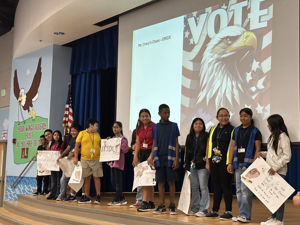 The 5th graders are running a campaign to choose a name for our Eagle mascot! Candidate names chosen by students are - Swoop, Bob, Erick, Buttercup, and Freedom! 
Election Day is November 5th! What name would you vote for? <a href="/PinecrestSOARS/">PinecrestSOARs</a> <a href="/collierschools/">Collier County Public Schools</a> <a href="/TheLeaderinMe/">The Leader in Me</a>