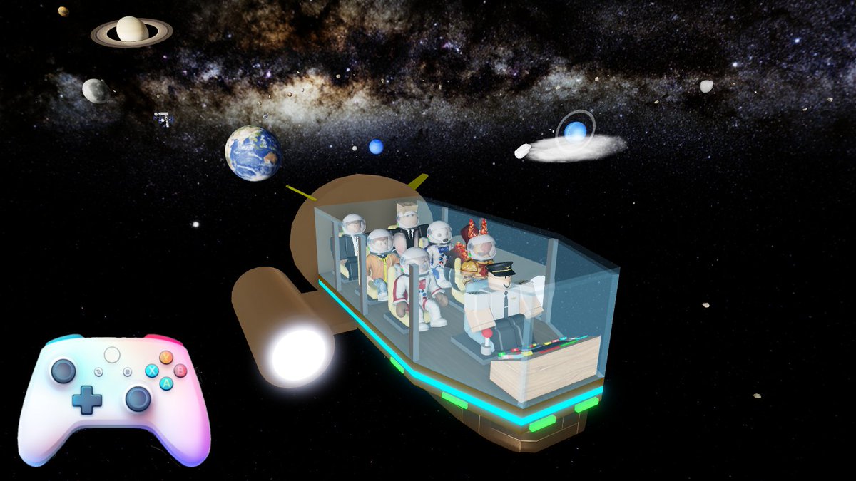 PxBuilder's tweet photo. This weekend, The Space Simulator is landing on consoles on the #Roblox platform! Play on Xbox, PlayStation, or with a gamepad on PC, and dive into space exploration. https://t.co/D9EciB4Lwn