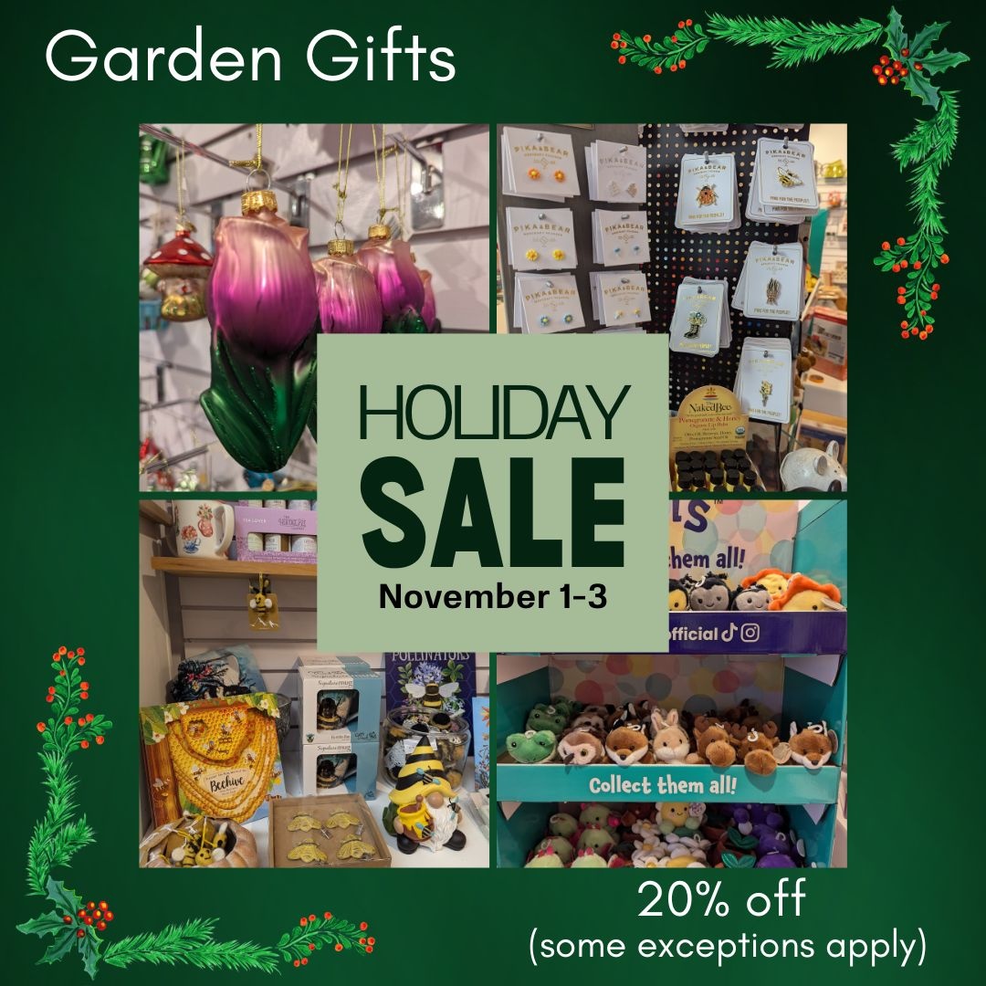 Memorial University Botanical Garden (@munbotgarden) on Twitter photo Our Holiday Sale continues at Garden Gifts today and tomorrow. 20% off regular prices throughout the store, some exceptions apply. We are open 10am-4pm. Come in and start checking off your gift lists! Our Holiday Sale continues at Garden Gifts today and tomorrow. 20% off regular prices throughout the store, some exceptions apply. We are open 10am-4pm. Come in and start checking off your gift lists!