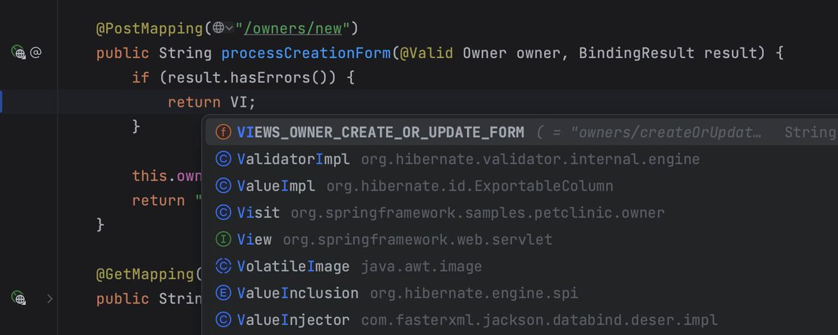 intellijidea's tweet image. Write code for 🍃 @SpringBoot ⏩ faster with the Smart Code Completion capabilities of #IntelliJIDEA!

The #IDE provides spot-on suggestions, property files, URL path references, and much more!

👉 Discover more: jb.gg/spring
#IntelliJIDEATips #java #SpringBoot