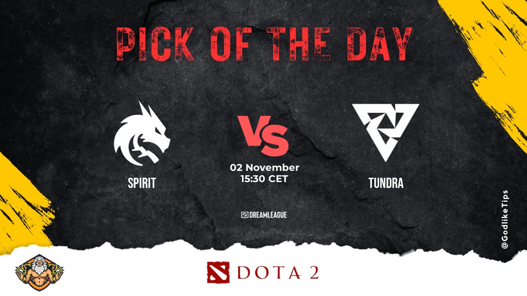 ❗️Esports #POTD 🎮

🎮 Dota 2 - Dreamleague S24 🇪🇺
🔸  Spirit v Tundra
🔹 Pick: Tundra to Win @ 1.57 - 5u

⭐️ t.me/+PtWsewNiN-4xM…
✅ RT &amp; Reply for a chance to win 4x30$

#Dota2 #Dota2betting #PrizePicks 
#GamblingX #freebets #Dota2picks