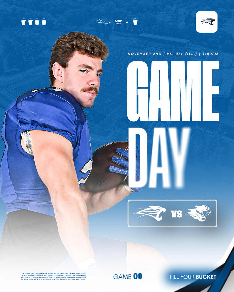 IT'S GAMEDAY!

🆚 : #19 Saint Francis (Ill.)
📍 : Bishop D'arcy Stadium (Fort Wayne, IN)
📅 : Saturday, Nov, 2nd
🕞 : 1:00PM
🎟️ : saintfranciscougars.com/online-tickets
📺 : youtube.com/live/FvZ13Om5f…
📊 : saintfranciscougars.com/sports/fball/2…

#GoCougs🐾 | #FillYourBucket