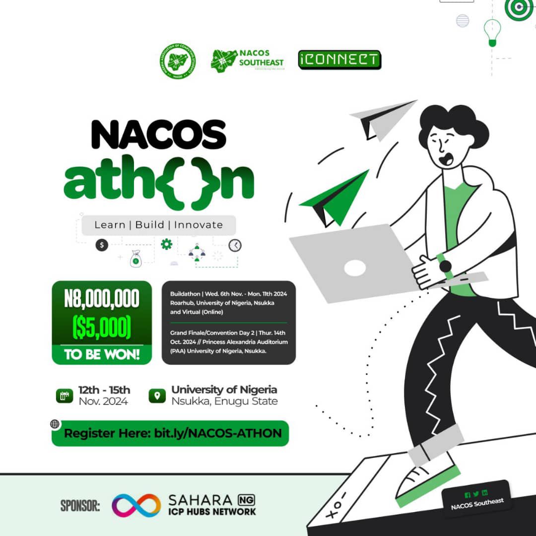 nacossoutheast's tweet photo. *NACOS ATHON🔊🔊* 

We're pleased to announce the modalities for #ICONNECT Hackathon 🤩

Sponsored by @icphub_NG 

It will hold from the 6th to the 11th of November 2024. https://t.co/KaO2L2Lj5S