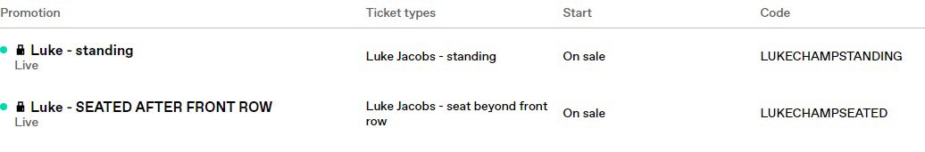 LukeJacobs00_YG's tweet photo. Back in Manchester next week and I’ve got a couple codes you can use to save yourself some money! Use codes 
LUKECHAMPSTANDING
LUKECHAMPSEATED
Put one of those codes in and get yourself a decent little discount. 
Limited uses so grab one while you can! 

https://t.co/vaMnyr48fk https://t.co/LfTt1LFhAS