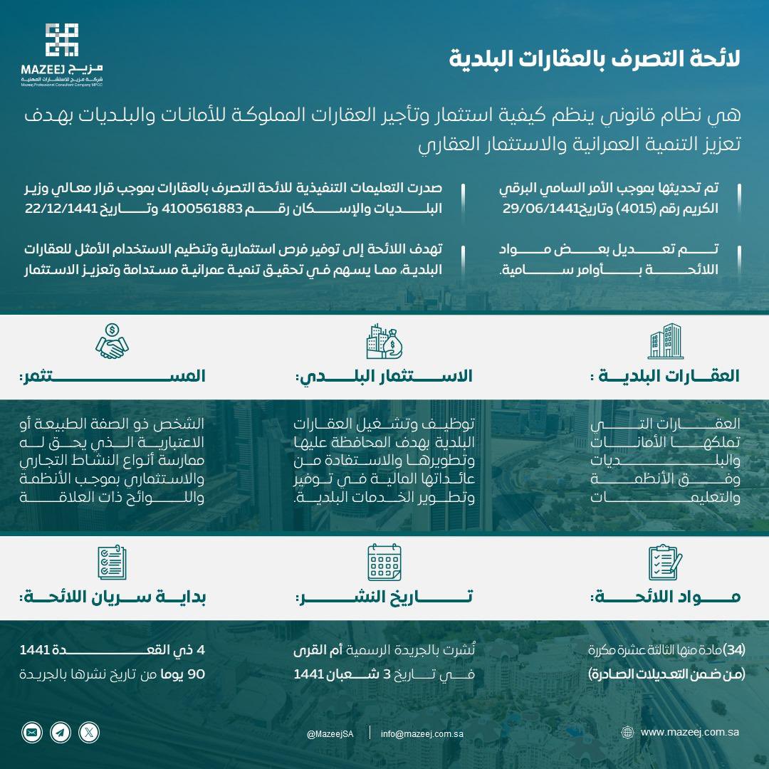تعرف أكثر على :

"لائحة التصرف بالعقارات #البلدية"