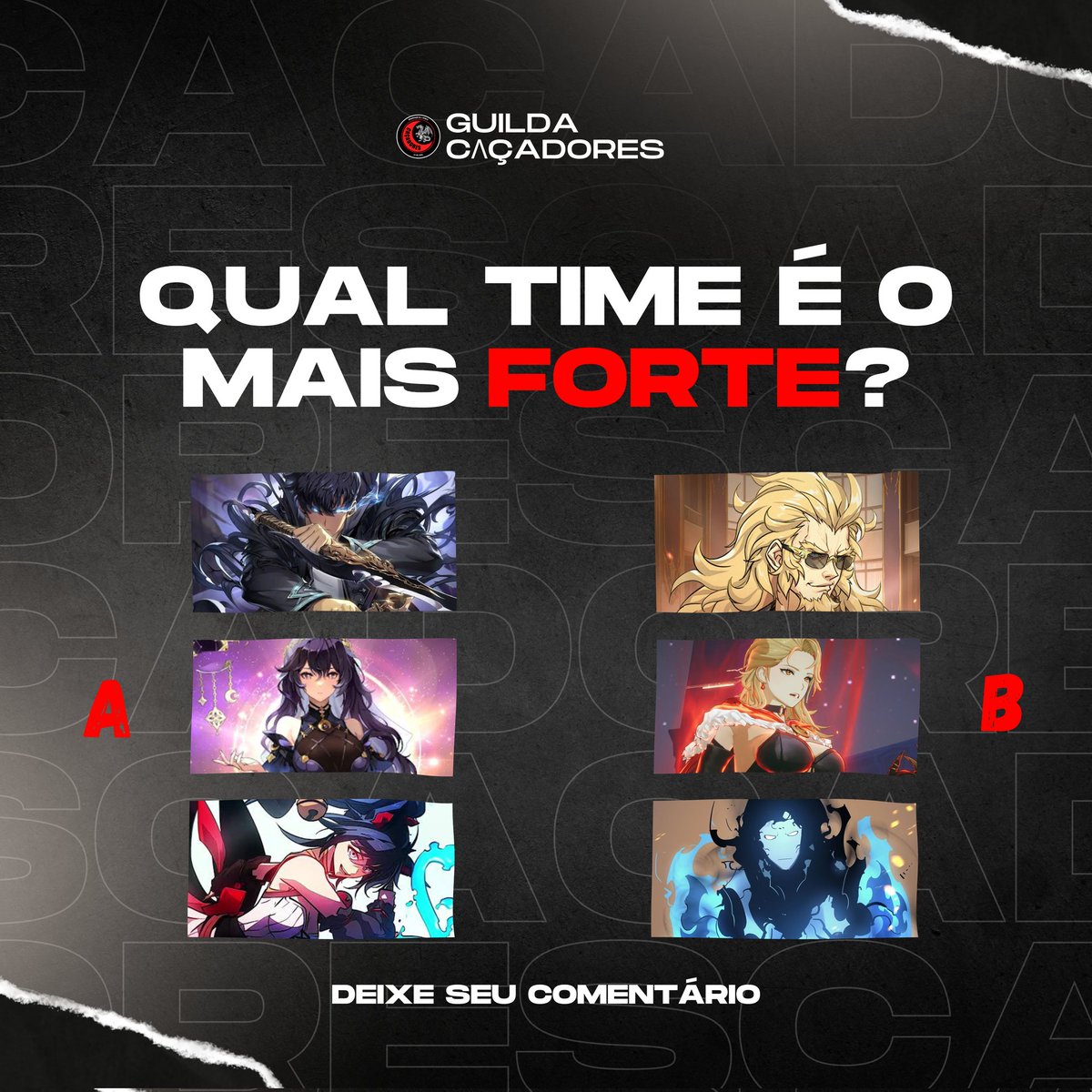 guildacacadores's tweet photo. 🐲 | Qual time é o mais forte? 🅰️ou🅱️.

#SoloLevelinggame #SoloLevelingArise #SoloLeveling https://t.co/Vmq4151B9x