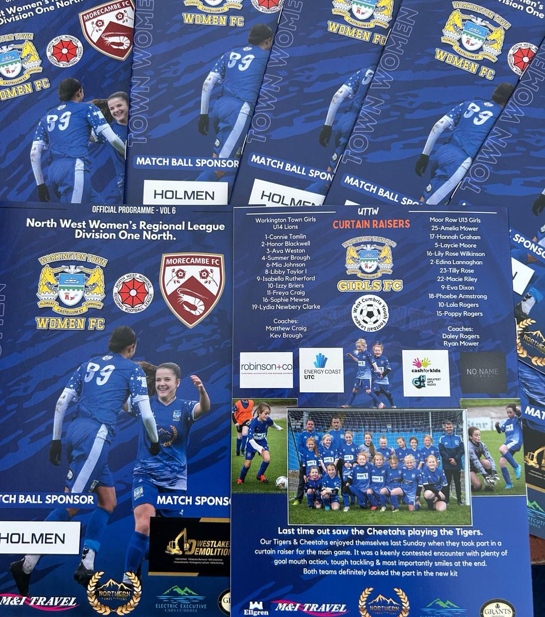 1 day to go until game day ⏳⚽️

We welcome Match Day Sponsors Westlakes Demolition to the Fibrus 👏🏻

Order of the day ⬇️

🌟 Curtain Raisers KO at 11:30
🏆 Town Women FC VS <a href="/ShrimpsWomen/">Morecambe FC Women</a> 
🕐 2PM KO
📖 Programmes £2 
🎟️ Cash Donation Only 
🍺 Bar open from 1pm

#UTTW 💙🔵⚪️