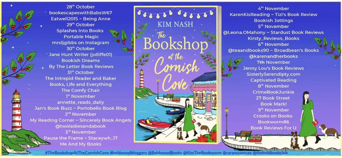 AnnetteHannah's tweet image. Lunchtime shoutout for our turn on the blog tour for the fabulous Kim Nash and her brand new book The Bookshop at the Cornish Cove sincerelybookangels.blogspot.com/2024/11/the-bo… @rararesources @BoldwoodBooks  #BoldwoodBooks #TheBookShopAtTheCornishCove #AmReviewing 📚😇💕