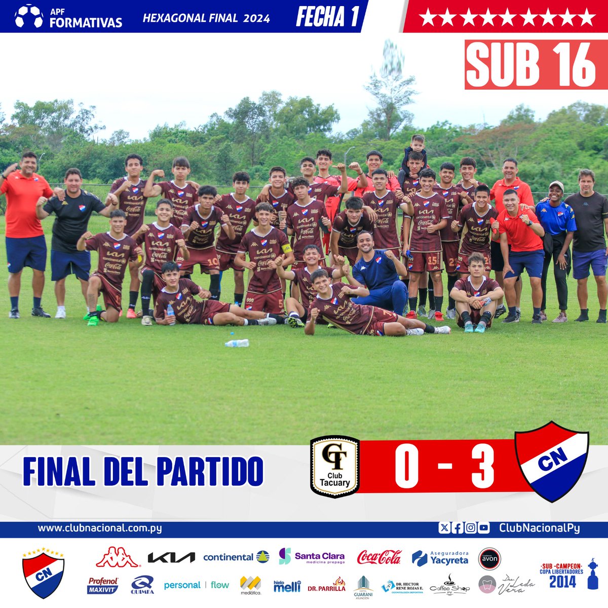 CanteradelTrico's tweet photo. #𝐂𝐚𝐧𝐭𝐞𝐫𝐚𝐓𝐫𝐢𝐜𝐨𝐥𝐨𝐫 🔴⚪️🔵
➖#𝐜𝐚𝐭𝐒𝐔𝐁𝟏𝟔

#𝑯𝒆𝒙𝒂𝒈𝒐𝒏𝒂𝒍𝑭𝒊𝒏𝒂𝒍 🏆 

¡𝐅𝐈𝐍𝐀𝐋𝐈𝐙𝐀𝐃𝐎!

𝐅𝐞𝐜𝐡𝐚 1

Tacuary 0 🆚️ 3 #𝐍𝐀𝐂𝐈𝐎𝐍𝐀𝐋 
Gol: 1' Mauricio Cabrera, 89' y 90' +3' Axel Ayala.

#𝐕𝐚𝐦𝐨𝐬𝐋𝐚𝐀𝐜𝐚𝐝𝐞𝐦𝐢𝐚 ⚽ https://t.co/qfsPR6CS60