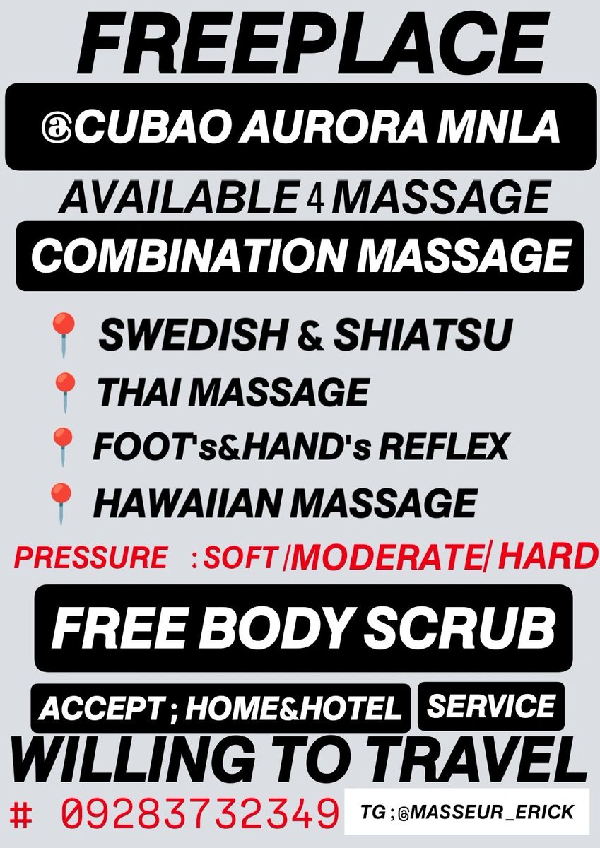 Masseur_erick's tweet photo. AVAILABLE FOR MASSAGE
09283732349 PMMM AND TEXT https://t.co/fiqHM6E4E8