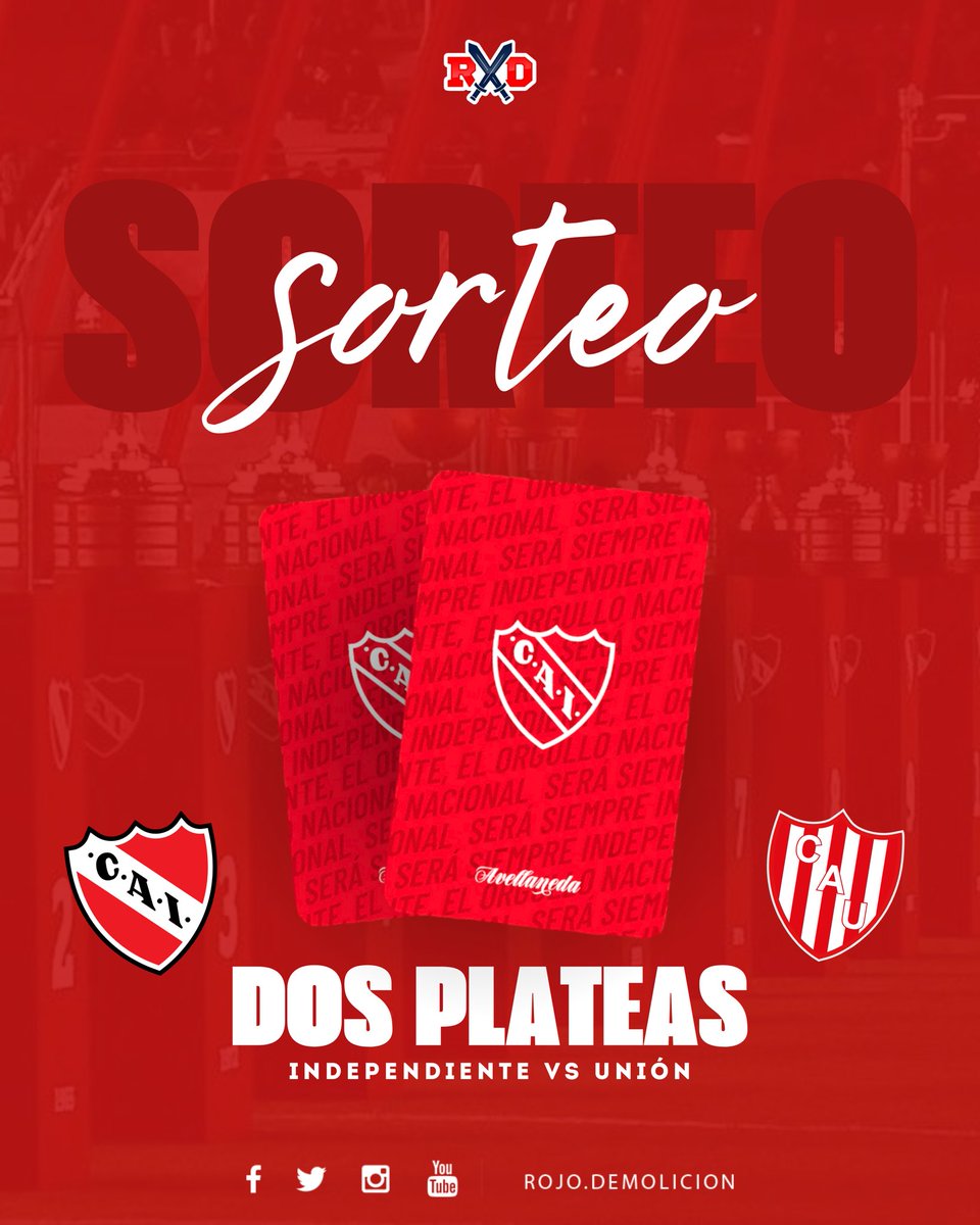 #SORTEO 🔥🇦🇹

👉🏼 Te queres ganar 2 (Dos) plateas para #INDEPENDIENTE - UNIÓN? 👹

• Seguirnos ✅
• Dar RT y Like

LISTO ✔️

Para tener doble chances podes participar en nuestro IG. 

Se sortea el lunes 04. MUCHA SUERTE 🍀