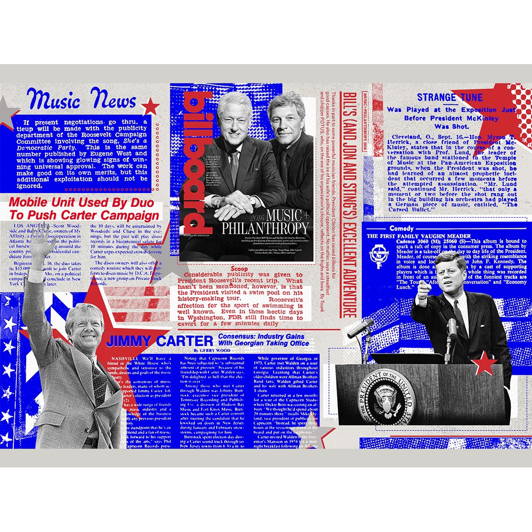 Pres. Play: U.S. Presidents in Billboard’s Back Pages, From the 1900s to Now

more: Billboard Issue 16

American Presidents © 2024 <a href="/GibsonKochanek/">GibsonKochanek</a> for <a href="/billboard/">billboard</a> #editorialillustration #USAElections