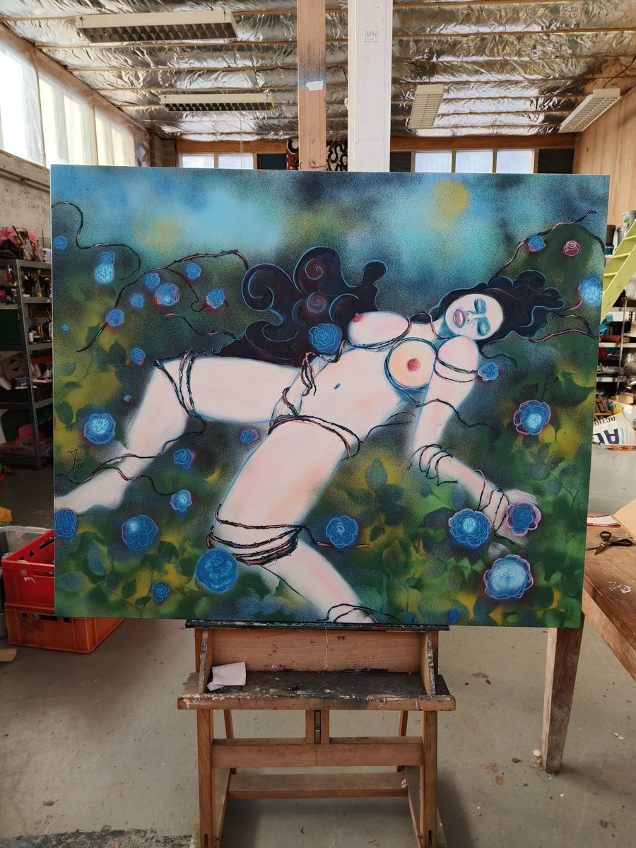 Af!
Pornroosje - spuitbus &amp; verfstift op doek 100 cm bij 120 cm