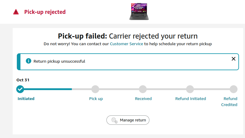 ve_Techno's tweet photo. @AmazonHelp @amazon @amazonIN @Lenovo @Lenovo_in @Lencare_In @consaff @inconsumerforum @AmazonHelp Today 3rd time got msg "Carrier rejected your return". Due to unable to pickup the call from +442035142099 and got Pick-up rejected. 
Atleast someone who call again. 
Again i h'v requested for reschedule,  Sun, Nov 3. 

Please help on this not should happen again. https://t.co/R6rdxOz8WG