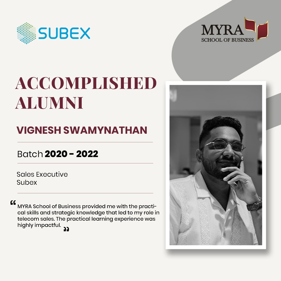 From classroom insights to industry impact! Proud of Vignesh Swamynathan (Batch '20-'22) for leveraging his MSB experience to excel in telecom sales—showcasing the power of practical learning. #AlumniSpotlight