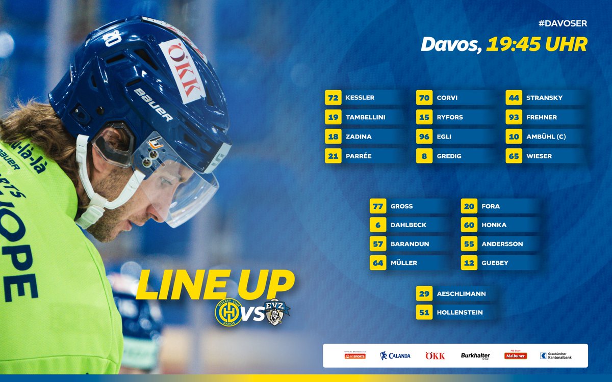 HCD_offiziell's tweet photo. 📋 Ünsches 𝗟𝗶𝗻𝗲 𝗨𝗽 heute gegen Zug!
Es fehlen: #36Knak, #42Nordström, #66Nussbaumer und #90Jung (verletzt); #Davoser | #HCD | #HCDEVZ https://t.co/H2wjIAWnAo