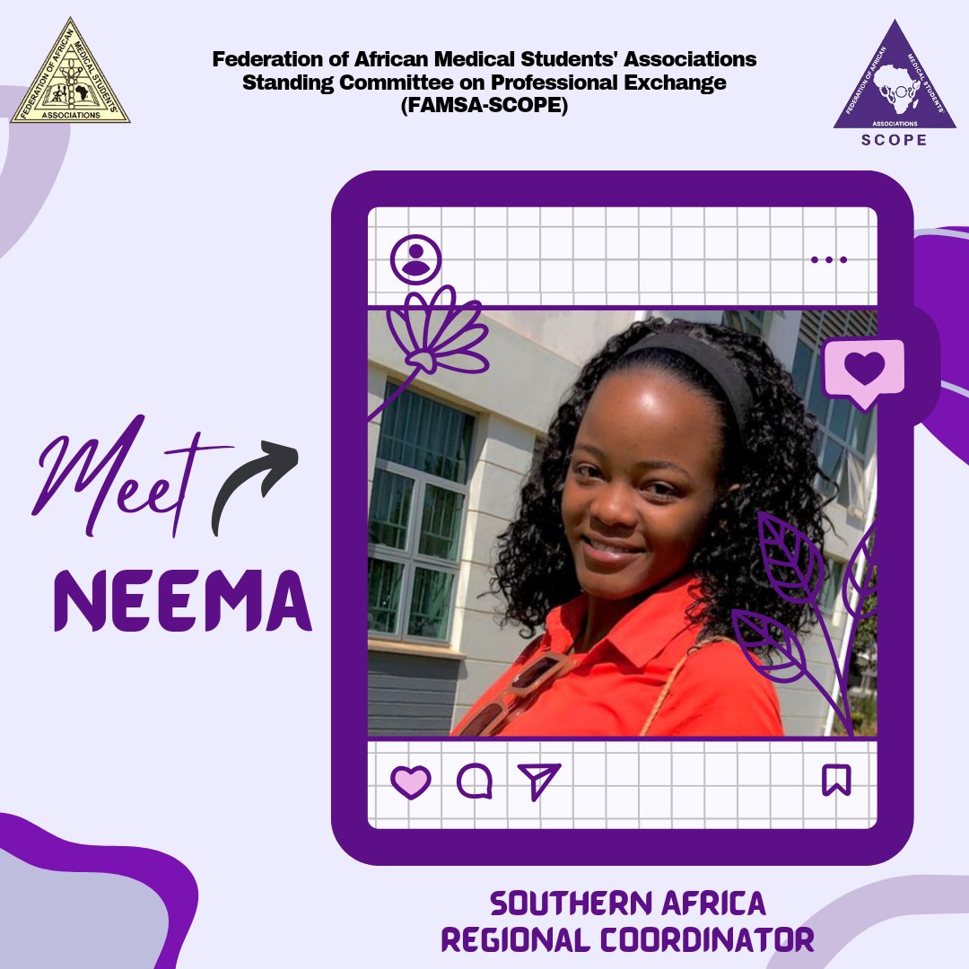 FAMSA_SCOPE's tweet photo. Meet Neema Mtunduwatha, a 4th year medical student from Malawi who is currently serving as the Regional Coordinator for SCOPE Southern Africa! https://t.co/WHWfaH24k1