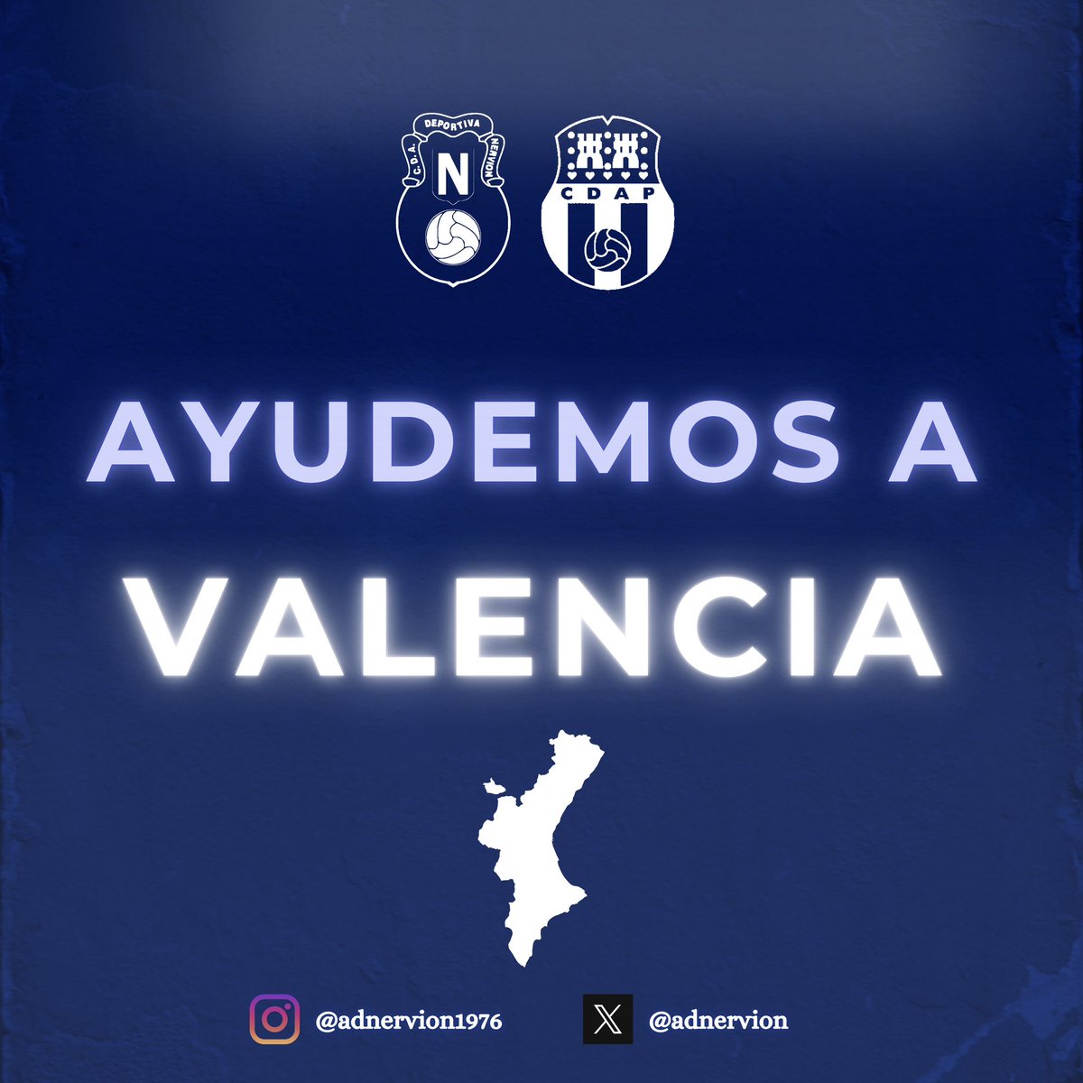 🆘 𝐀𝐘𝐔𝐃𝐀 𝐀 𝐕𝐀𝐋𝐄𝐍𝐂𝐈𝐀❗️

H͟O͟R͟A͟R͟I͟O͟ ͟D͟E͟ ͟R͟E͟C͟O͟G͟I͟D͟A͟:
𝐒𝐀́𝐁 𝟐 hasta las 18h
𝐃𝐎𝐌 𝟑 de 9 a 20 Horas
𝐋𝐔𝐍 𝟒 de 17 a 22 Horas
𝐌𝐀𝐑 𝟓 de 17 a 20 Horas

🙏 ¡Contamos con vosotros!

#ADNervión #CDAntonioPuerta #SOSValencia