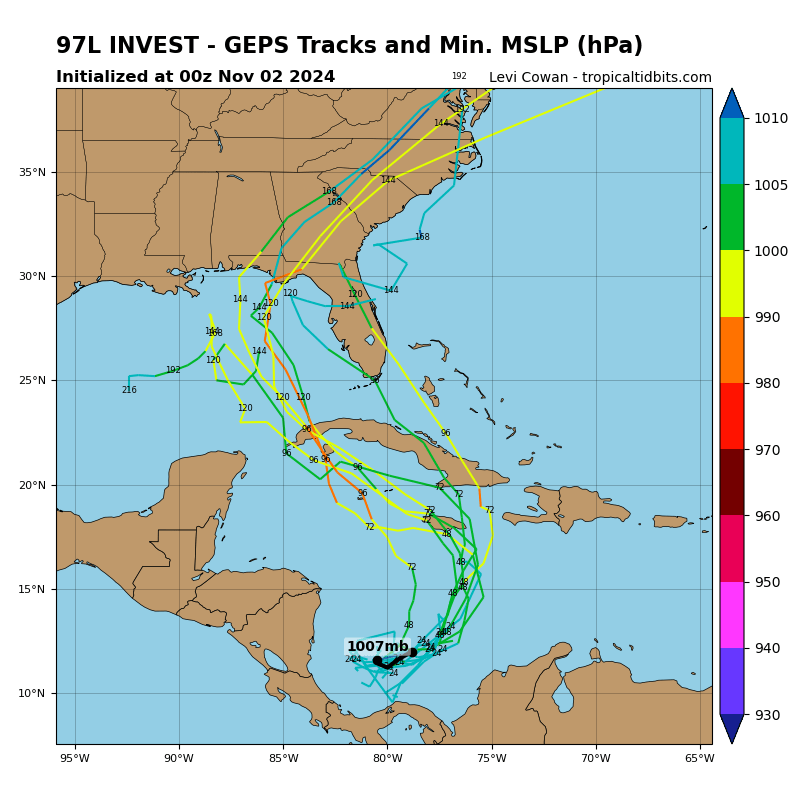 tropicalupdate's tweet photo. Invest 97 has been designated in the Caribbean. Spaghetti models soon. First batch from the GFS/CMC here on https://t.co/3cvwpvVJ22. https://t.co/PY3TddByG9