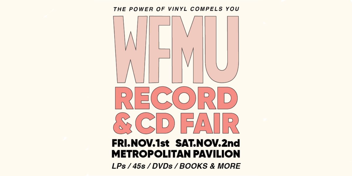 The second and final day of the <a href="/WFMU/">WFMU</a> Record Fair is today, at the Metropolitan Pavilion in Manhattan. This is (honestly) the world's greatest record fair. I'll be there from 12:30, at the FMU record table, so say hi if you're there. wfmu.org/recordfair/