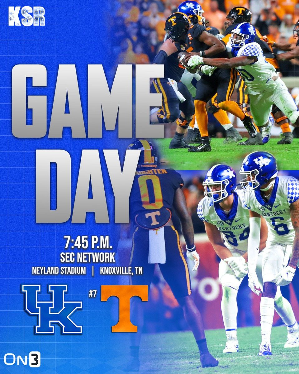 KSRonX's tweet photo. Kentucky football looks to pull off a stunner in Knoxville, while Mark Pope tries to land his point guard of the future. 

WAKE UP #BBN: https://t.co/TqY5syuzzK https://t.co/DuSu1OPbhH