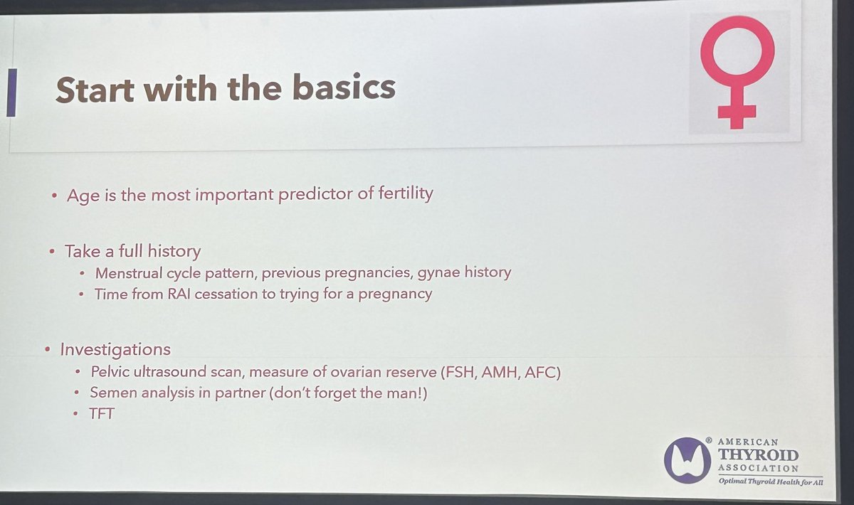 Fertility considerations in thyroid cancer. Survivors have higher rates of infertility but pregnancy rates are similar. #2024ATA #thyroid cancer