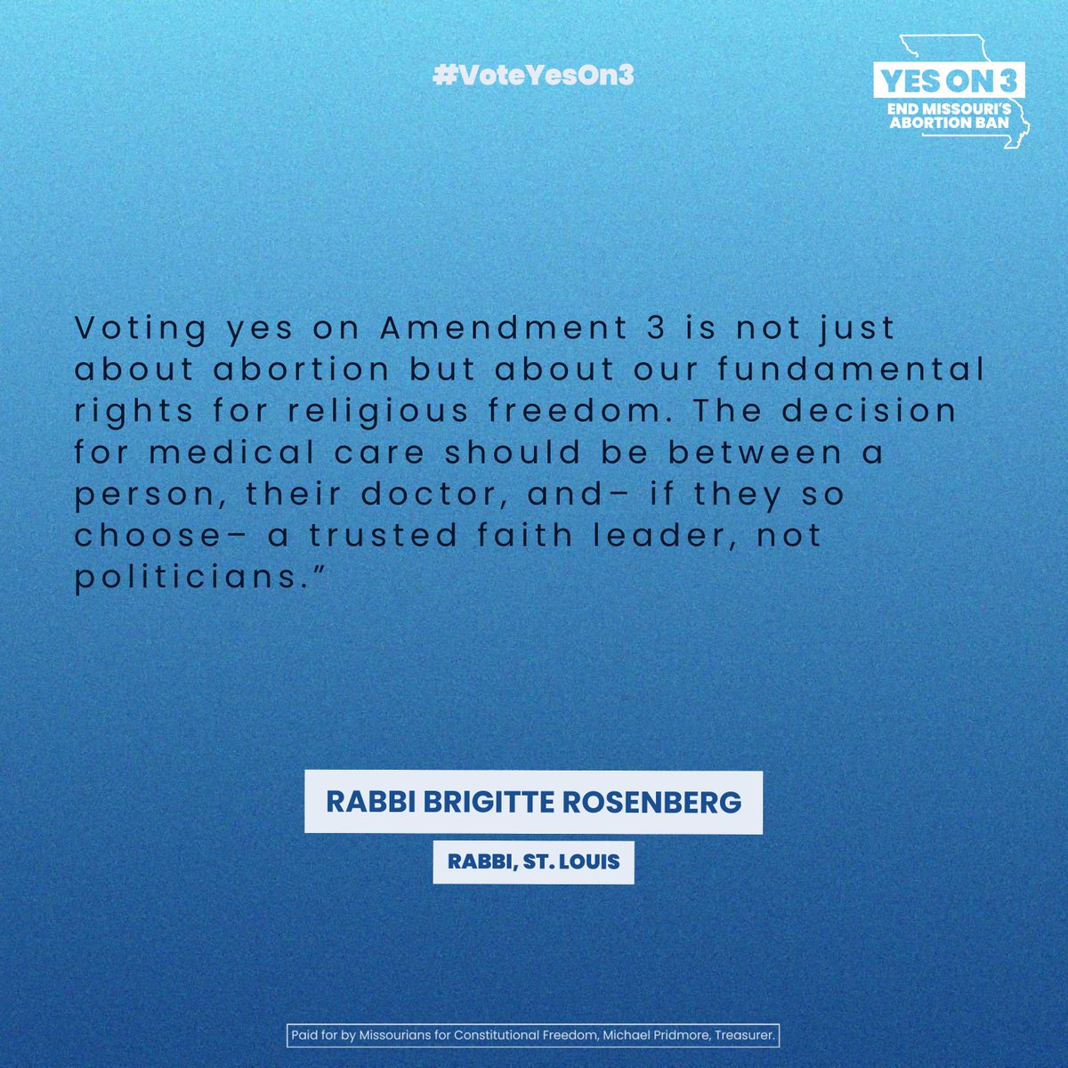 More than 150 clergy and faith leaders from across Missouri have publicly endorsed YES on Amendment 3, which will end Missouri’s abortion ban and protect reproductive freedom.