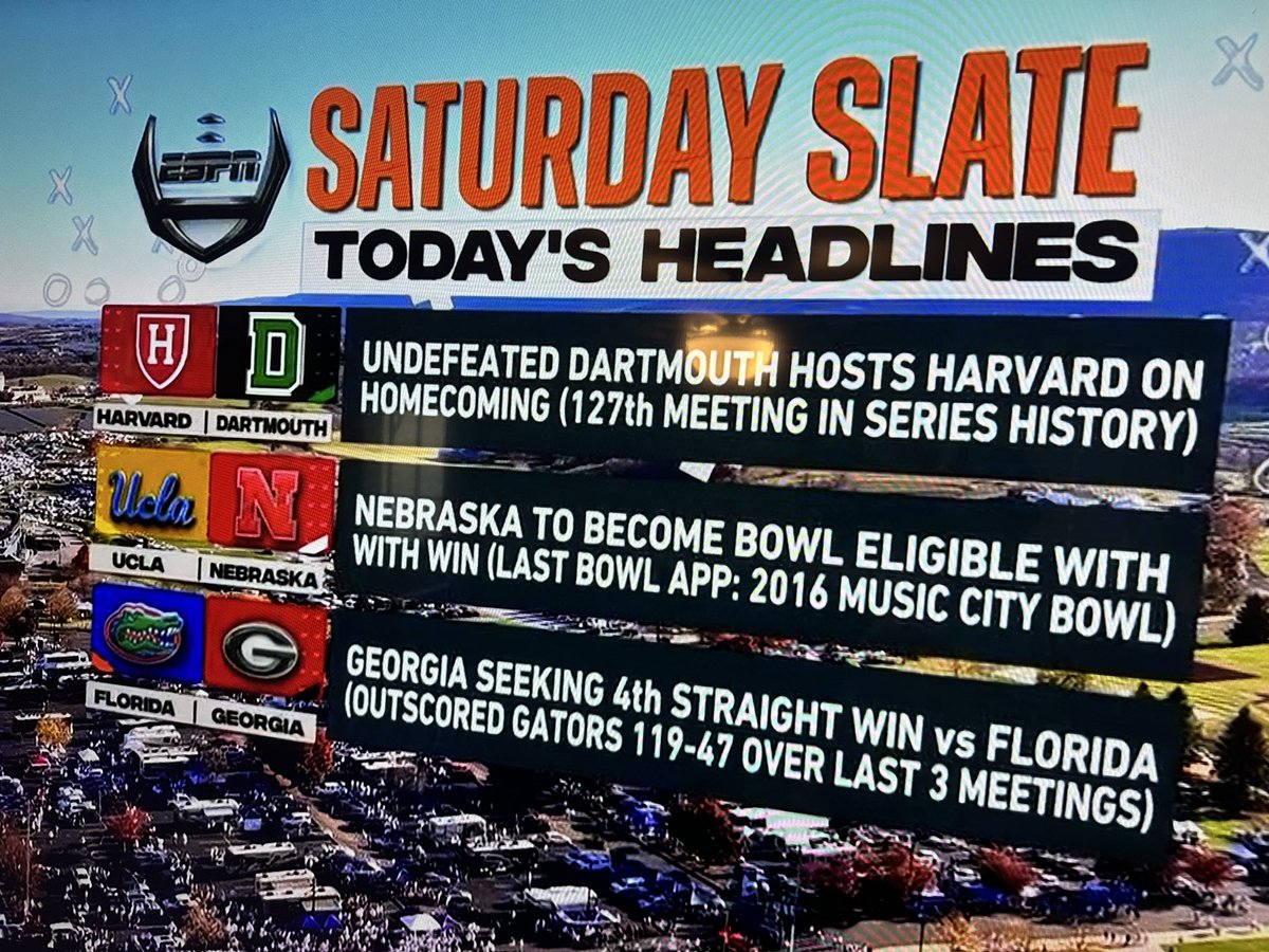 Ivy League (@ivyleague) on Twitter photo SATURDAY SLATE.
A big one in Hanover today between <a href="/HarvardFootball/">Harvard Football</a> and <a href="/DartmouthFTBL/">Dartmouth Football</a> is featured in <a href="/CollegeGameDay/">College GameDay</a>’s headlines at the top of the show. 🌿🏈 SATURDAY SLATE.
A big one in Hanover today between <a href="/HarvardFootball/">Harvard Football</a> and <a href="/DartmouthFTBL/">Dartmouth Football</a> is featured in <a href="/CollegeGameDay/">College GameDay</a>’s headlines at the top of the show. 🌿🏈