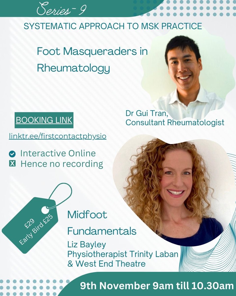 Would you like to learn more on mid foot pathologies and Rheumatology of foot. 

linktr.ee/Firstcontactph…