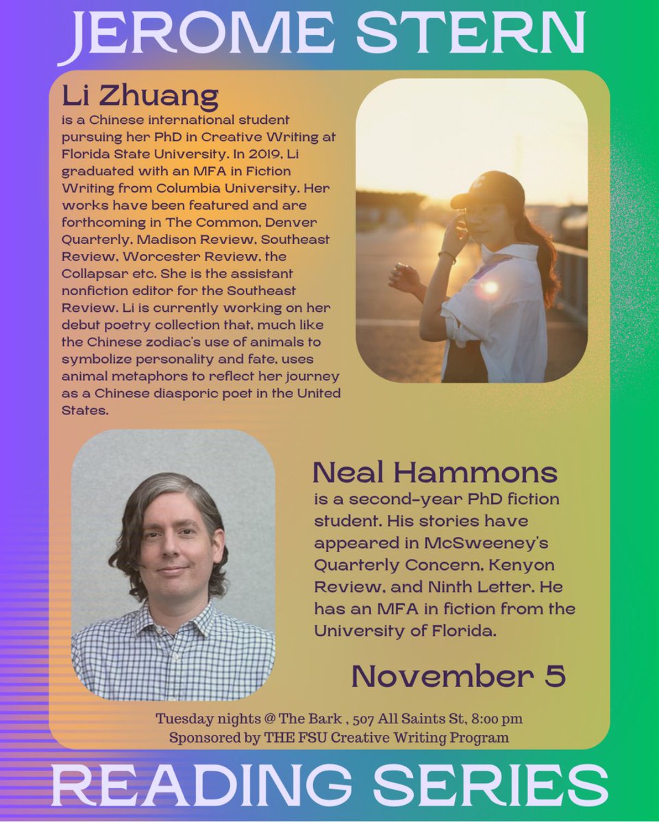 We are back after a busy week of events with the next graduate student Jerome Stern reading!