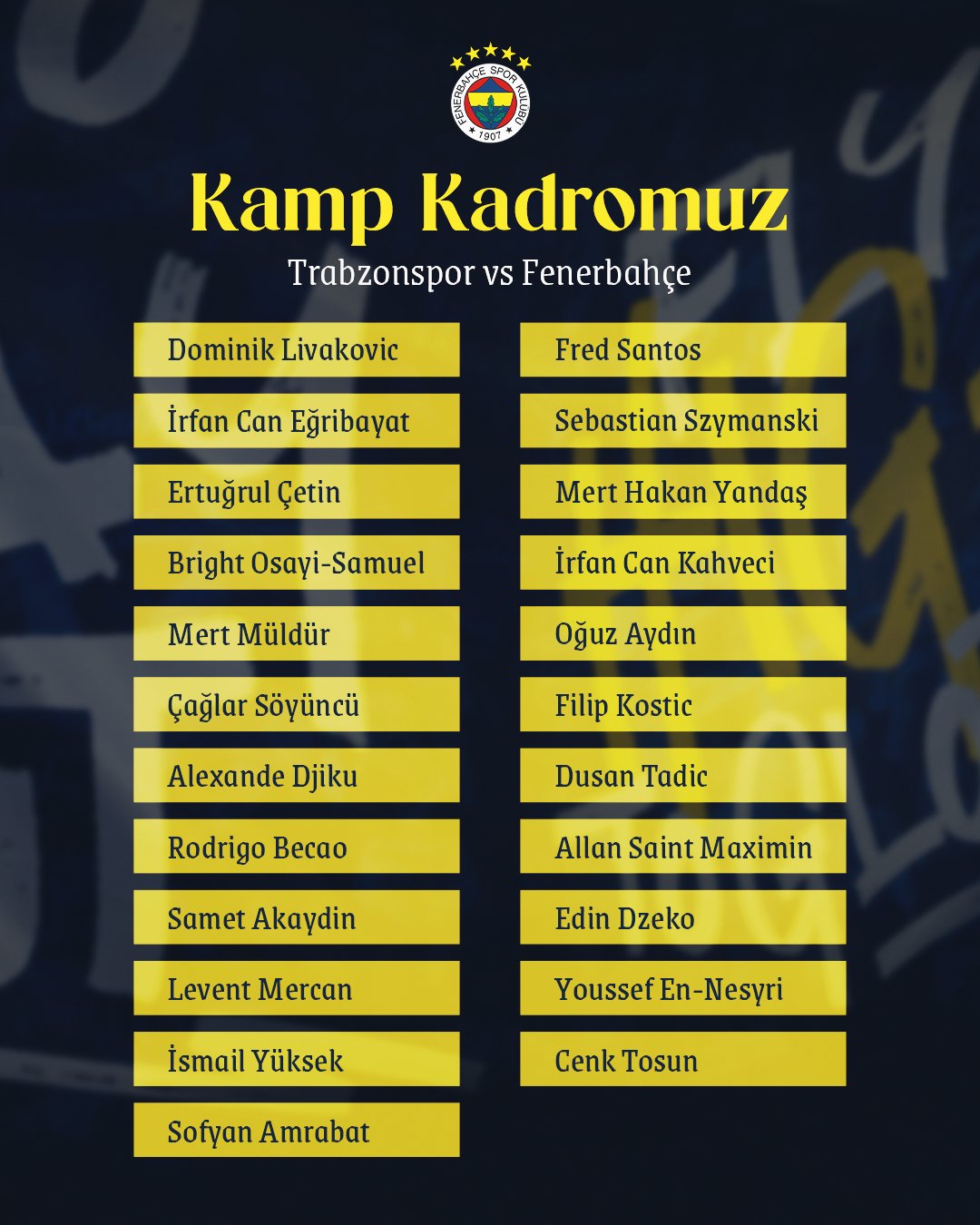 fenerbahçe kadro