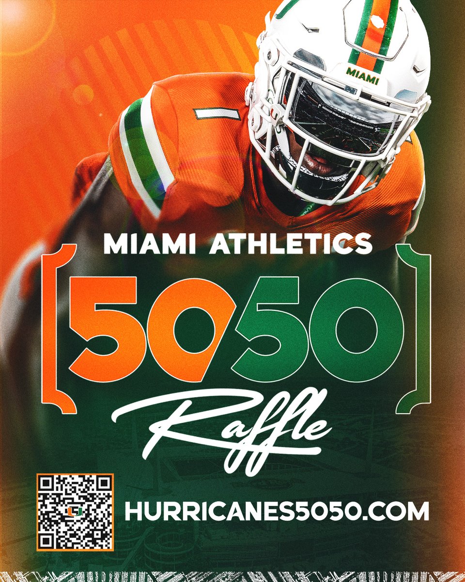 Join the <a href="/MiamiHurricanes/">Miami Hurricanes</a> 50/50 Raffle to support UM student-athletes and a chance to take home this week’s jackpot!!

TRIPLE tickets are available until <a href="/CanesFootball/">Miami Hurricanes Football</a> kicks off against Duke!

🎟️: hurricanes5050.com