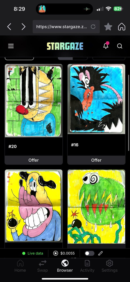 westinpeace's tweet photo. I am feeling this drop from @AnimalsAndCO + new to me but this looks like their 3rd project on @StargazeZone in 2 years.
Using the platform to share and preserve their art 🖼️ + selling and extracting value seems to take a back seat and I respect that.
2 sets out of this wallet + @STARCHUCHOS looks pretty clean too (more polished than these sketchbook style uploads coming out of ⤵️ wallet)
I minted 2 (the yellow ones below)