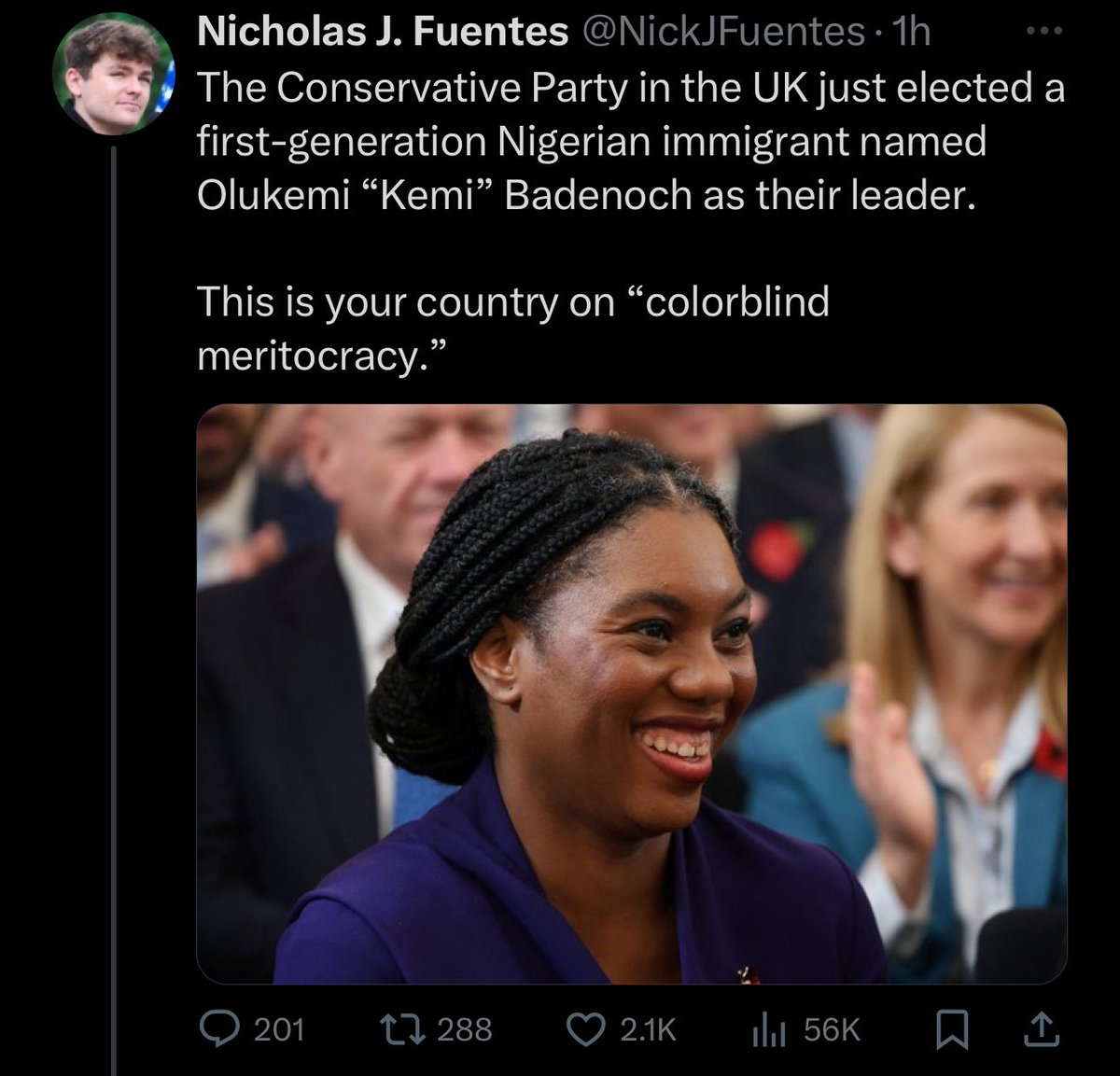 JasonReidx's tweet image. The far right is taking Badenoch’s win well.