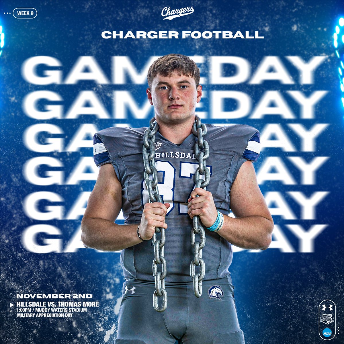 Hillsdale College Chargers (@hcchargers) on Twitter photo It's Military Appreciation Day at Frank "Muddy" Waters Stadium as <a href="/Hillsdale_FB/">Hillsdale Football</a> battles Thomas More at 1 p.m.! Come out and support! #ChargeOn #ChargerNation
Live stats, live stream and ticket links at hillsdalechargers.com/sports/footbal… It's Military Appreciation Day at Frank "Muddy" Waters Stadium as <a href="/Hillsdale_FB/">Hillsdale Football</a> battles Thomas More at 1 p.m.! Come out and support! #ChargeOn #ChargerNation
Live stats, live stream and ticket links at hillsdalechargers.com/sports/footbal…
